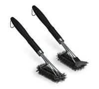 Relaxdays Set of 2 Grill Brushes, Stainless Steel