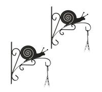 Relaxdays Hanging Basket Brackets, Set of 2, Snail Design, Wall-Mounted, 30 x 30.5 x 2 cm, Plant Hanger, Iron, Black