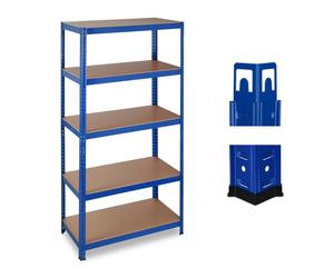 Relaxdays Set of 2 Heavy Duty Storage Rack, Blue