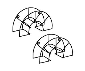 Relaxdays Set of 2 Hose Pipe Holders, for 45 m 5/8" Hosepipe, Wall-Mounted Hanger, 19 x 30.5 x 13.5 cm, Steel, Black