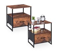Relaxdays Set of 2 Industrial Nightstand