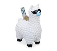 Relaxdays Set of 2 Lama Savings Banks White