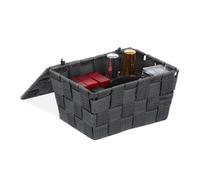 Relaxdays Set of 2 Lidded Storage Baskets Grey