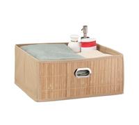 Relaxdays Set of 2 Low Bamboo Storage Baskets