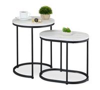 Relaxdays Set of 2 Marble Look Nesting Tables
