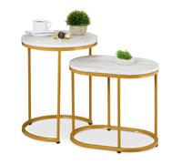 Relaxdays Set of 2 Marble Look Nesting Tables