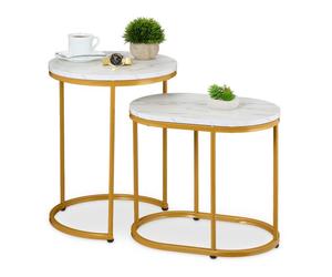 Relaxdays Set of 2 Marble Look Nesting Tables