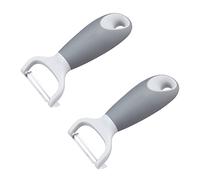 Relaxdays Set of 2 Movable Stainless Steel Blade Double Sided Vegetable & Fruit Universal Peeler Grey, 60% 30% Plastic 10%, Gray, 2-Set