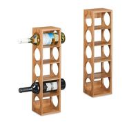 Relaxdays Set of 2 Wine Racks for 5, Bamboo, HWD: 53 x 14 x 12 cm, Home, Kitchen & Bar, Bottle Holder, Natural