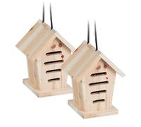 Relaxdays Set of 2 Natural Wood Ladybird House