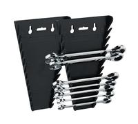 Relaxdays Set of 2 Open-End Spanner Holder, Magnetic, 12 Slots with Plastic Cover, for 6-24 mm, Wall-Mounted, Black