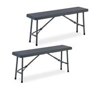 Relaxdays Set of 2 Picnic Benches, Foldable, for Pub, Garden or Campsite, up to 150kg Each, HWD: 42 x 102 x 25 cm, Grey