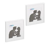Relaxdays Set of 2 Picture Frames, 38.5 x 38.5 cm, Square Format, Tabletop or Hanging Photo Holder, Passepartout, White, Fibreboard, 41 x 41 x 2.5 cm