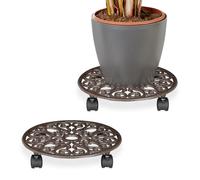 Relaxdays Set of 2 Plant Caddy with Wheels