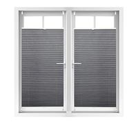 Relaxdays Set of 2 Pleated Blinds, No-Drilling, Adhesive Klemmfix, Folding Roller, Transparent, Shades, Grey, 60x130cm