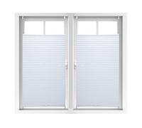 Relaxdays Set of 2 Pleated Blinds, No-Drilling, Adhesive Klemmfix, Folding, Transparent, Shades, White, 90 x 210 cm