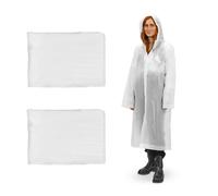 Relaxdays Set of 2 Rain Ponchos, with Hood, Reusable Raincoat, Ladies & Men, Waterproof, Long, Festival & Camping, White, Foam, 160 cm