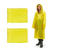 Relaxdays Set of 2 Rain Ponchos, with Hood, Reusable Raincoat, Ladies & Men, Waterproof, Long, Festival, Camping, Yellow, Foam, 148 x 160 x 0.2 cm