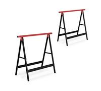 Relaxdays Set of 2 Sawhorses Black/Red