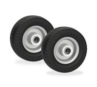 Relaxdays Scooter Wheels, 6x2, Set of 2, Solid Rubber, Steel Centre, Replacement Tyres, Puncture-Proof, 50 kg, Black, 15 x 15 x 6 cm