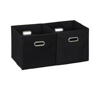 Relaxdays Set of 2 Shelf Baskets, Fabric Storage Box, for Living Room, Bedroom, HWD: 32 x 33 x 33 cm, Foldable, Black, Cardboard