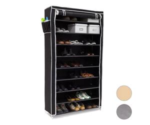 Relaxdays Set of 2 Shoe Cabinet High Black