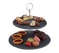 Relaxdays Set of 2 Slate Serving Stand 2-Tier