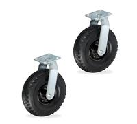 Relaxdays 2x Swivel Castor with Pneumatic Tyres