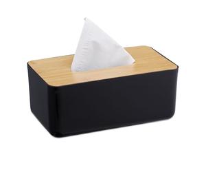 Relaxdays Set of 2 Tissue Boxes with Bamboo Lid