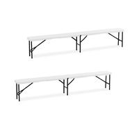 Relaxdays Set of 2 White Beer Benches, 240 cm