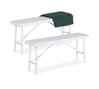 Relaxdays Set of 2 White Picnic Benches