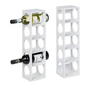 Relaxdays Set of 2 Wine Racks for 5, Bamboo, HWD: 53 x 14 x 12 cm, Home, Kitchen & Bar, Bottle Holder, White