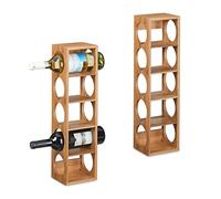 Relaxdays Set of 2 Wine Racks for 5, Bamboo, HWD: 53 x 14 x 12 cm, Home, Kitchen & Bar, Bottle Holder, Natural
