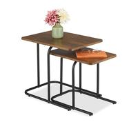 Relaxdays Set of 2 Wood Effect Nesting Tables