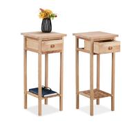 Relaxdays Set of 2 Wooden Side Tables