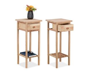 Relaxdays Set of 2 Wooden Side Tables
