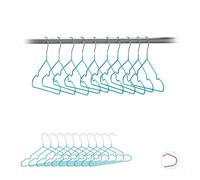 Relaxdays Children’s Coat Hangers Set of 20, Compact Wire Holders, PVC-Coating, 30 cm, Turquoise