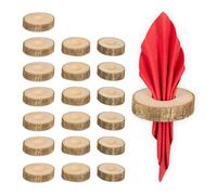 Relaxdays Set of 20 Wooden Napkin Rings