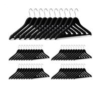 Relaxdays Set of 200 Wooden Clothes Hangers Black