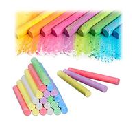 Relaxdays Set of 24 Chalk Crayons, Color Crayons for the Blackboard & Street, 6 Colors, Round, Ø 9 mm, Colorful