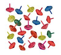 Relaxdays Set of 24 Spinning Tops, Wooden Toys for Children, Party Bag Favours, Boys & Girls, Birthday, Multicoloured, Wood, 4.5 x 4 x 4 cm