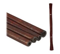 Relaxdays Set of 25 Plant Sticks, Stabilising Cane, Garden Climbing Support, Decorative Bamboo Poles, Dark Brown, 105 x 1 x 1 cm
