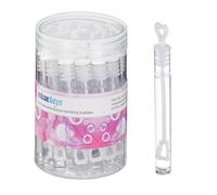 Relaxdays Set of 24 Soap Bubbles for Wedding, Transparent Tubes with Heart Handles, Guest Gift, HxØ: 10.5x1.3 cm, White, 10.5 x 1.3 x 1.3 cm