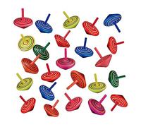 Relaxdays Set of 24 Spinning Tops, Wooden Toys for Children, Party Bag Favours, Boys & Girls, Birthday, Multicoloured, Wood, 4.5 x 4 x 4 cm
