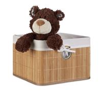 Relaxdays Set of 3 Bamboo Storage Basket Natural
