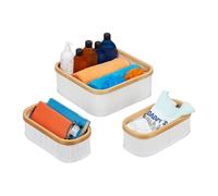 Relaxdays Set of 3 Bamboo Storage Baskets