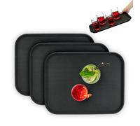 Set Non-Slip Gastro Tray Kitchen Restaurants Cafés Serving 46x35cm Plastic Black