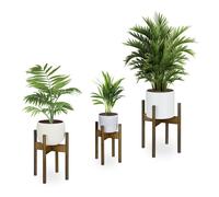 Relaxdays Set of 3 Brown Bamboo Plant Stand