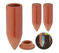 Relaxdays Set of 3 Clay Watering Spikes with Lid