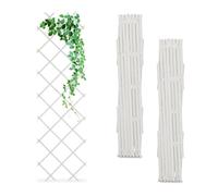 Relaxdays Extendable Trellis, Set of 3, 180 x 60 cm, Wood, Wall-Mounted, Climbing Support, for Plants & Flowers, White